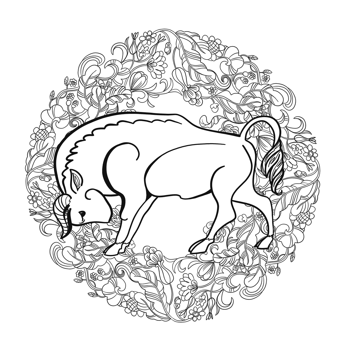 coloriage Buffalo Mandala Par Lesya Adamchuk