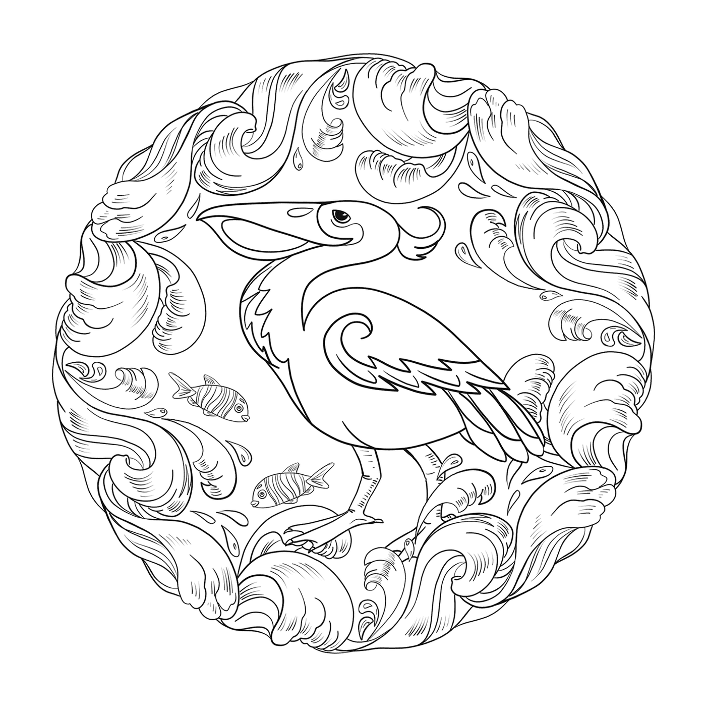 coloriage Pelican Mandala Par Lesya Adamchuk