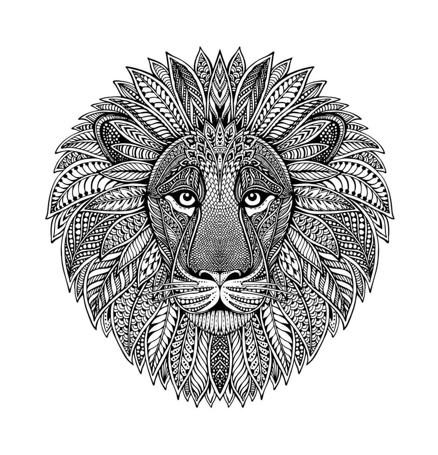 coloriage mandala animal adult lion