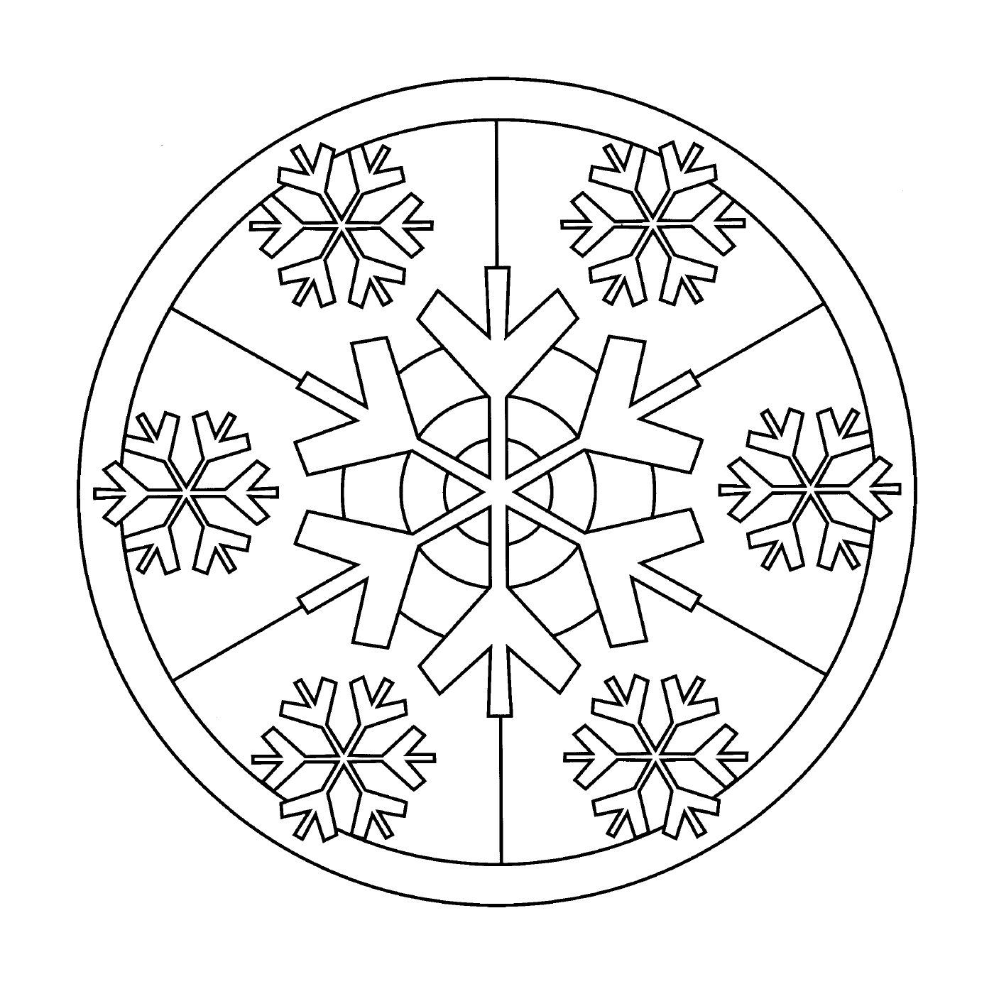 coloriage Mandala Noel Flocons de neiges