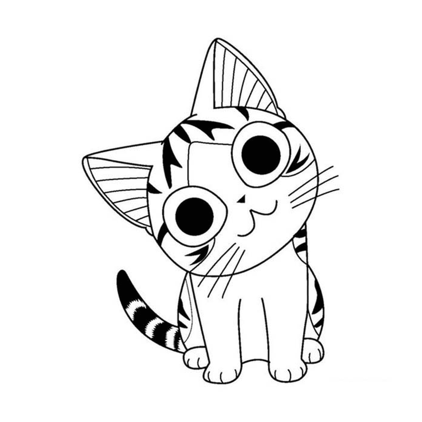 coloriage manga chat chi avec un sourire