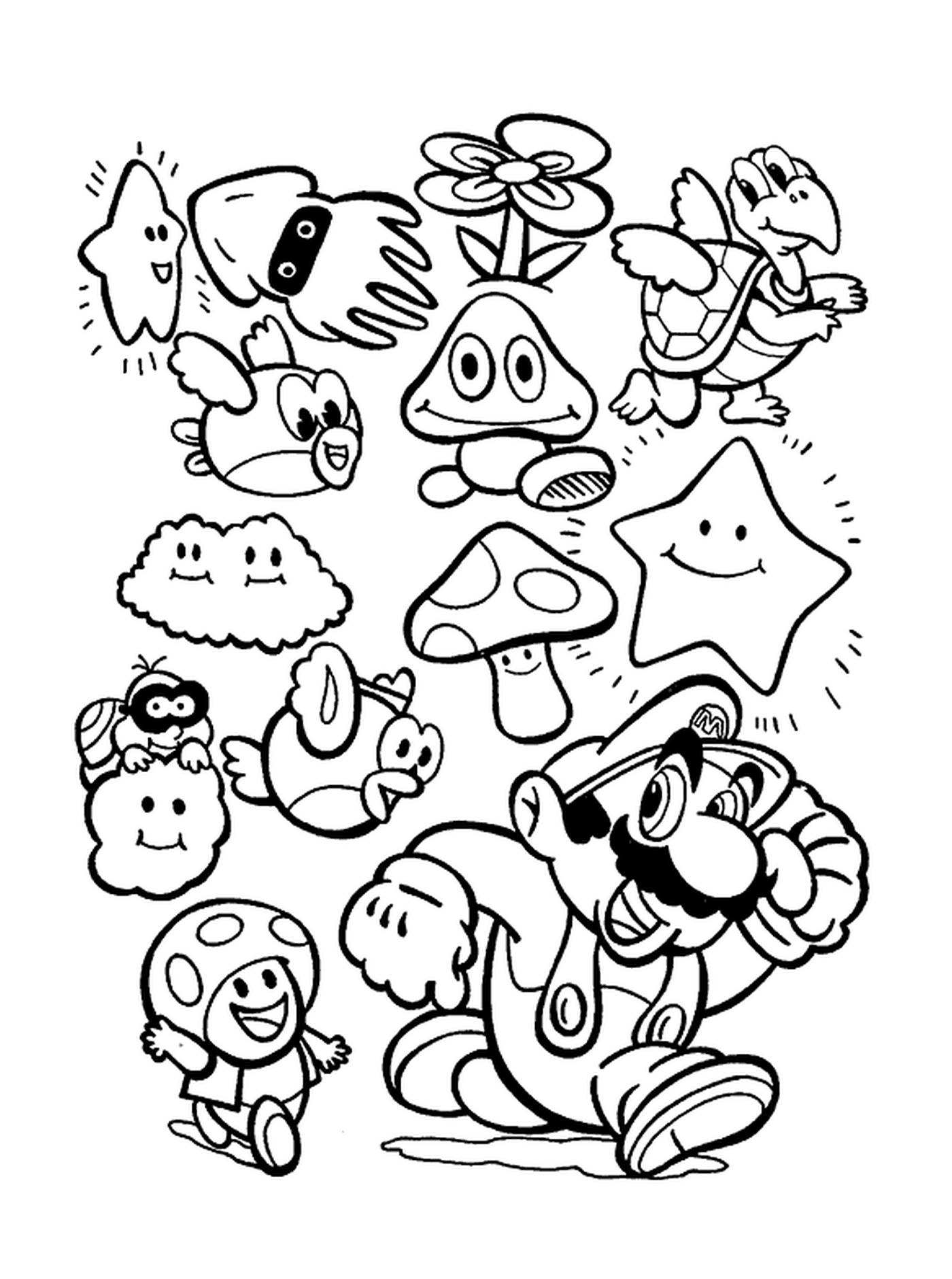 coloriage Les personnages de Mario