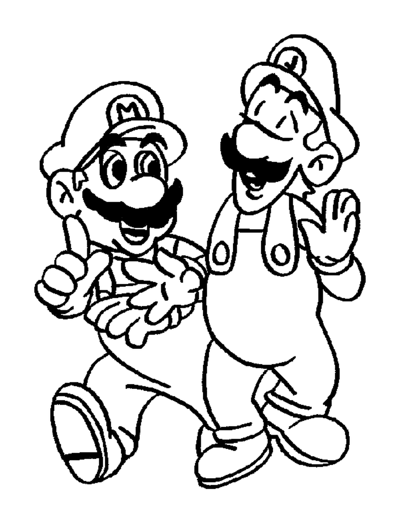 coloriage Luigi et Mario