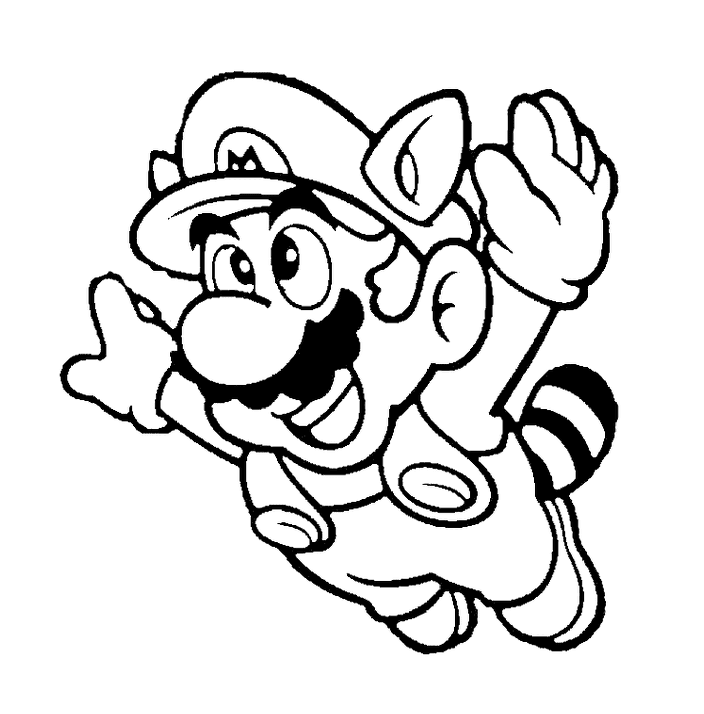 coloriage Mario en raton laveur