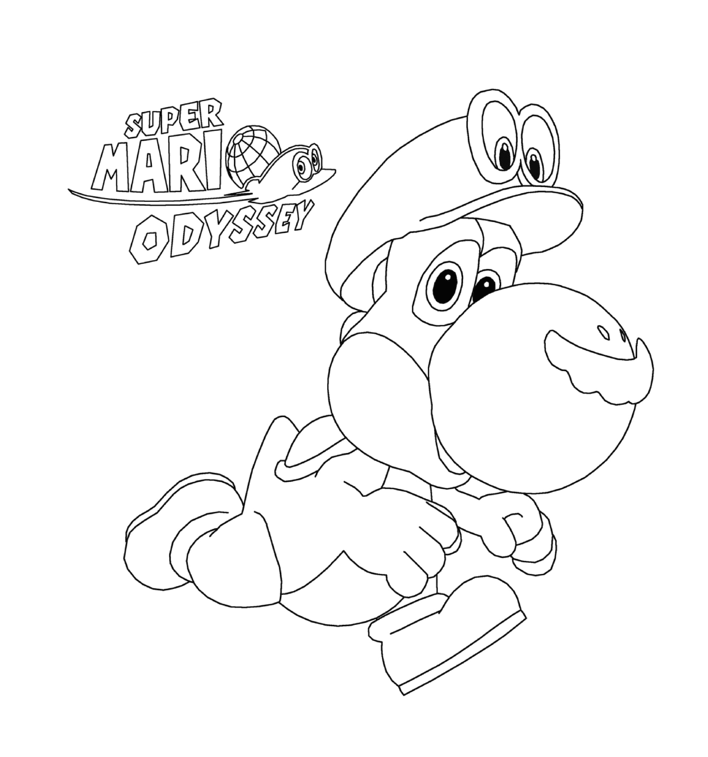 coloriage Super Mario Odyssey Yoshi Nintendo