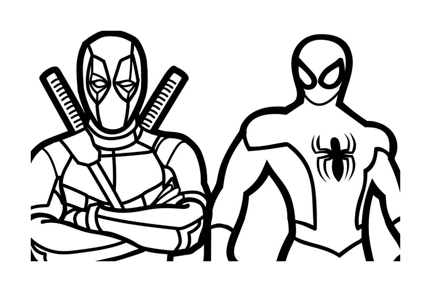 coloriage spiderman et deadpool