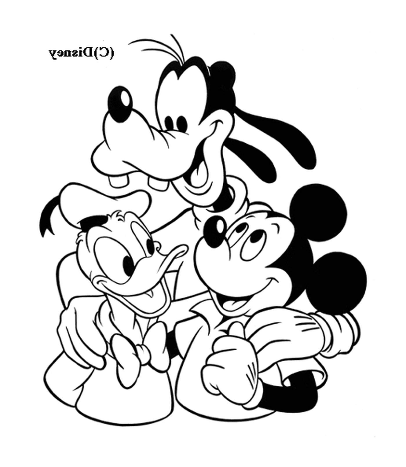 Mickey avec ses amis Dingo et Donald