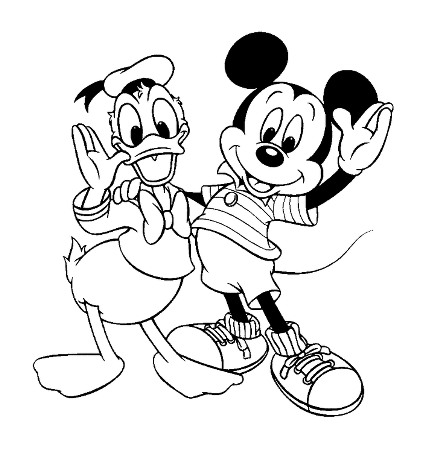 coloriage dessin de Mickey et son ami Donald