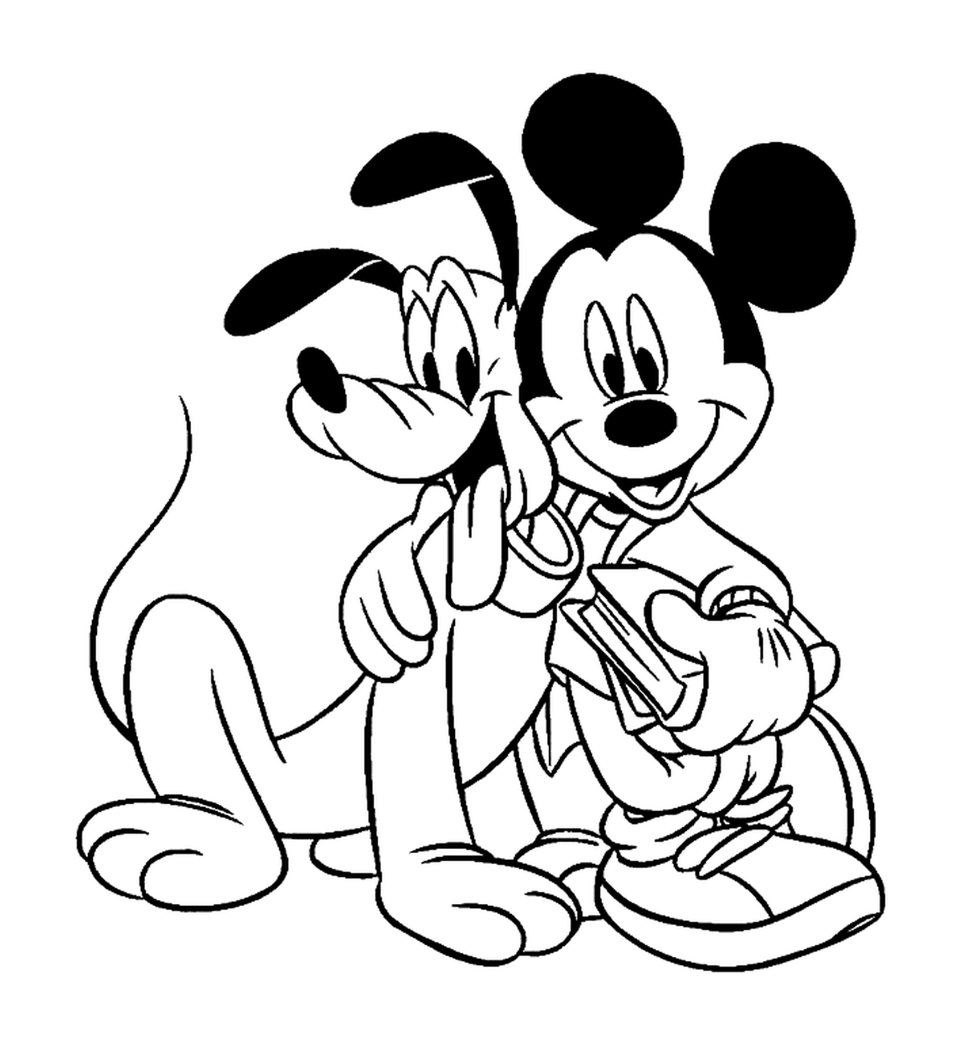 coloriage Mickey et son chien Pluto