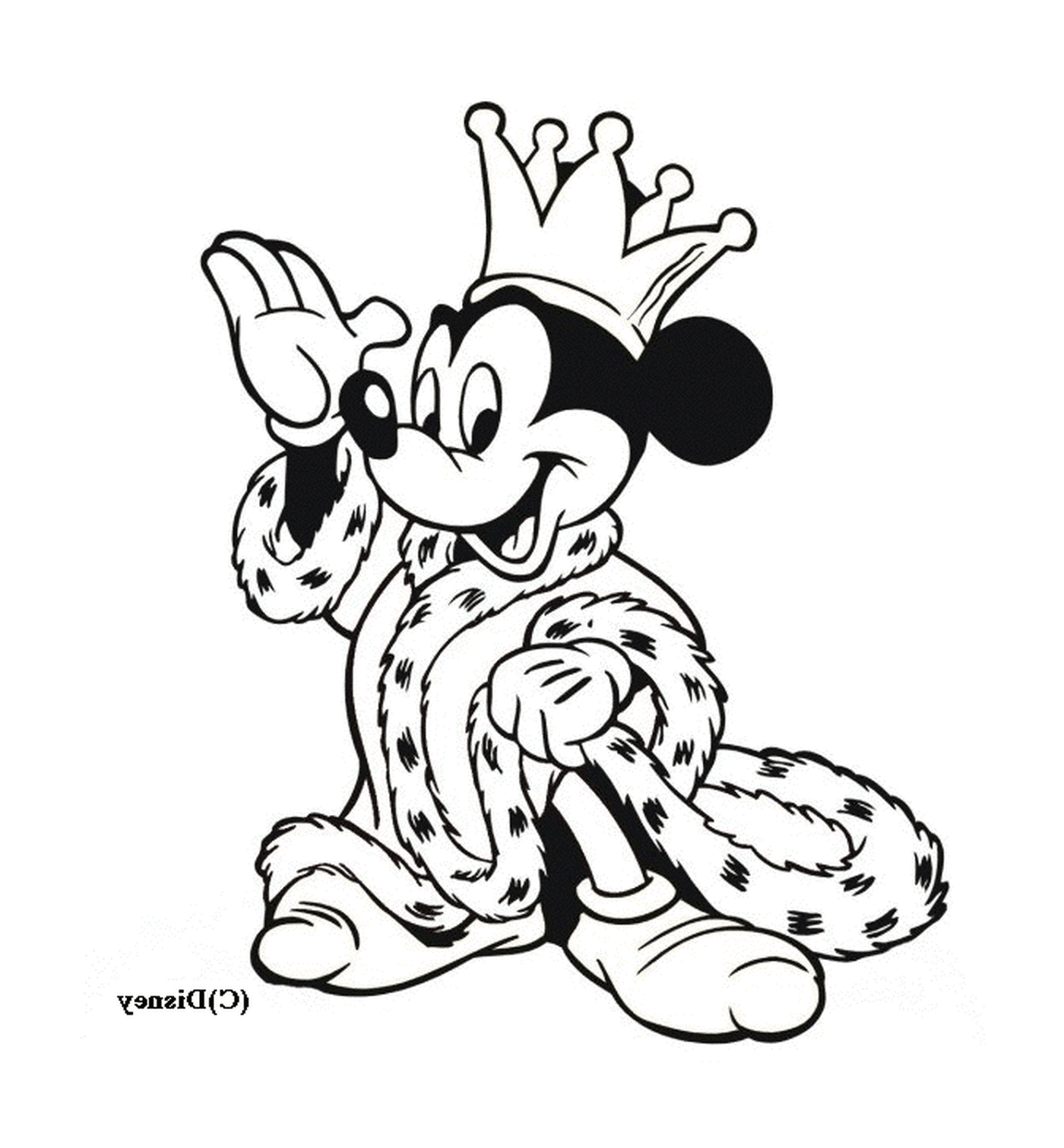 coloriage dessin de Mickey en roi