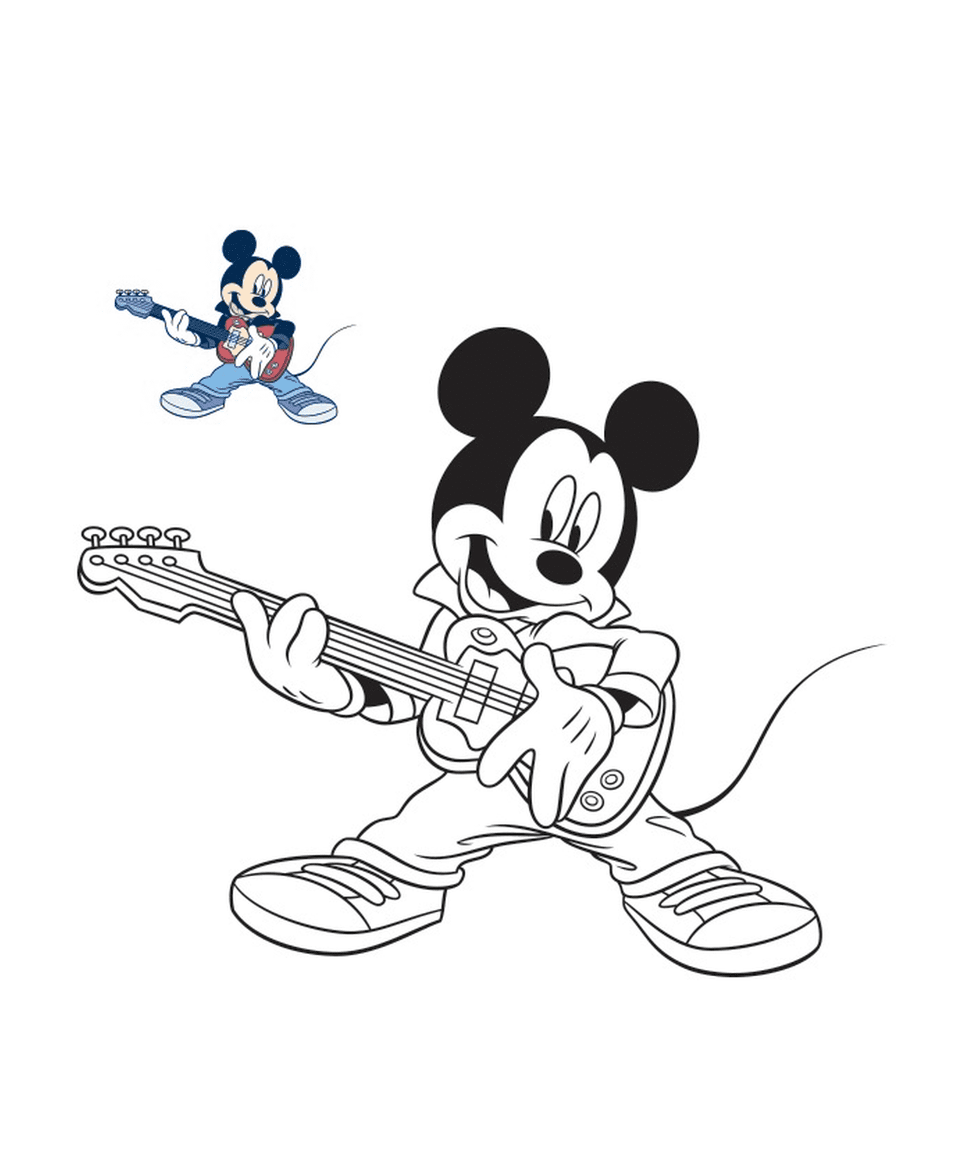 coloriage mickey mouse guitare electrique musique
