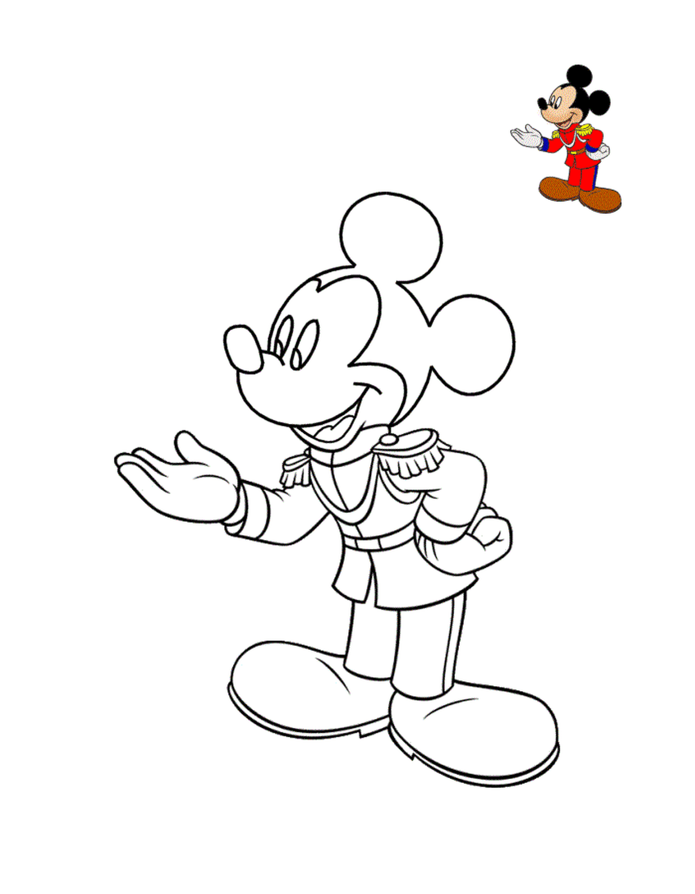 coloriage mickey mouse le prince habit royal rouge
