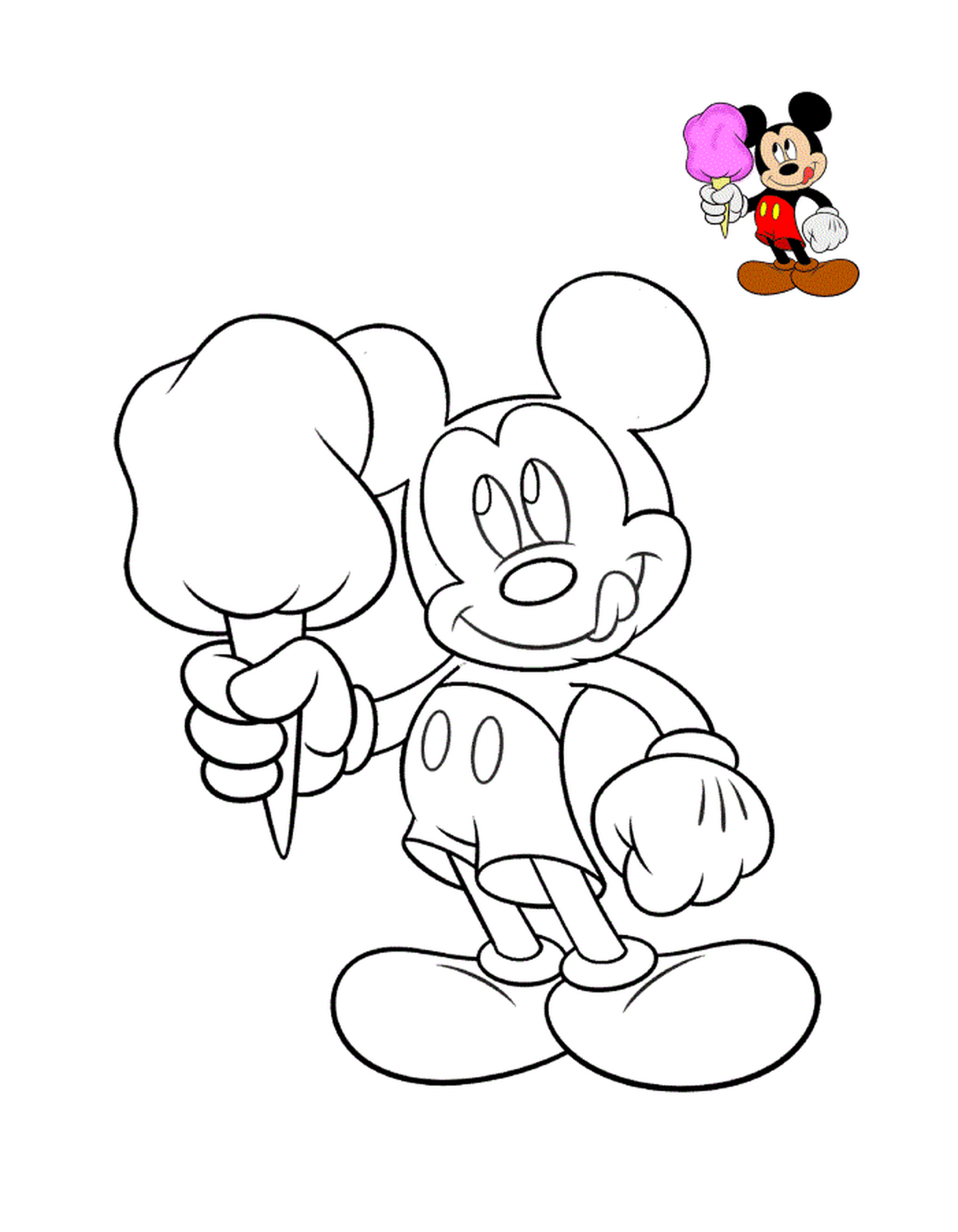 coloriage mickey mouse avec une delicieuse creme glace