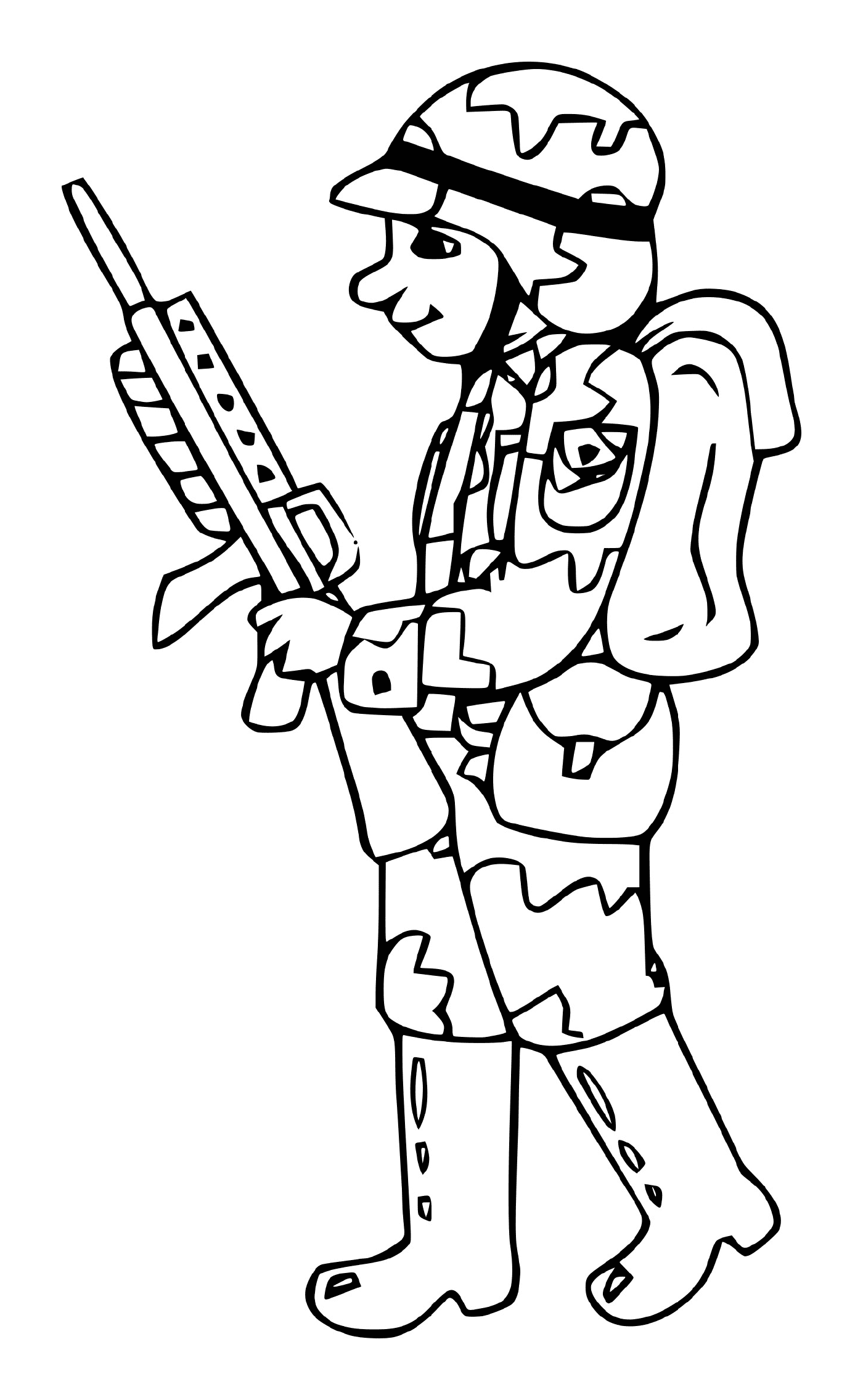 coloriage soldat avec fusil de precision