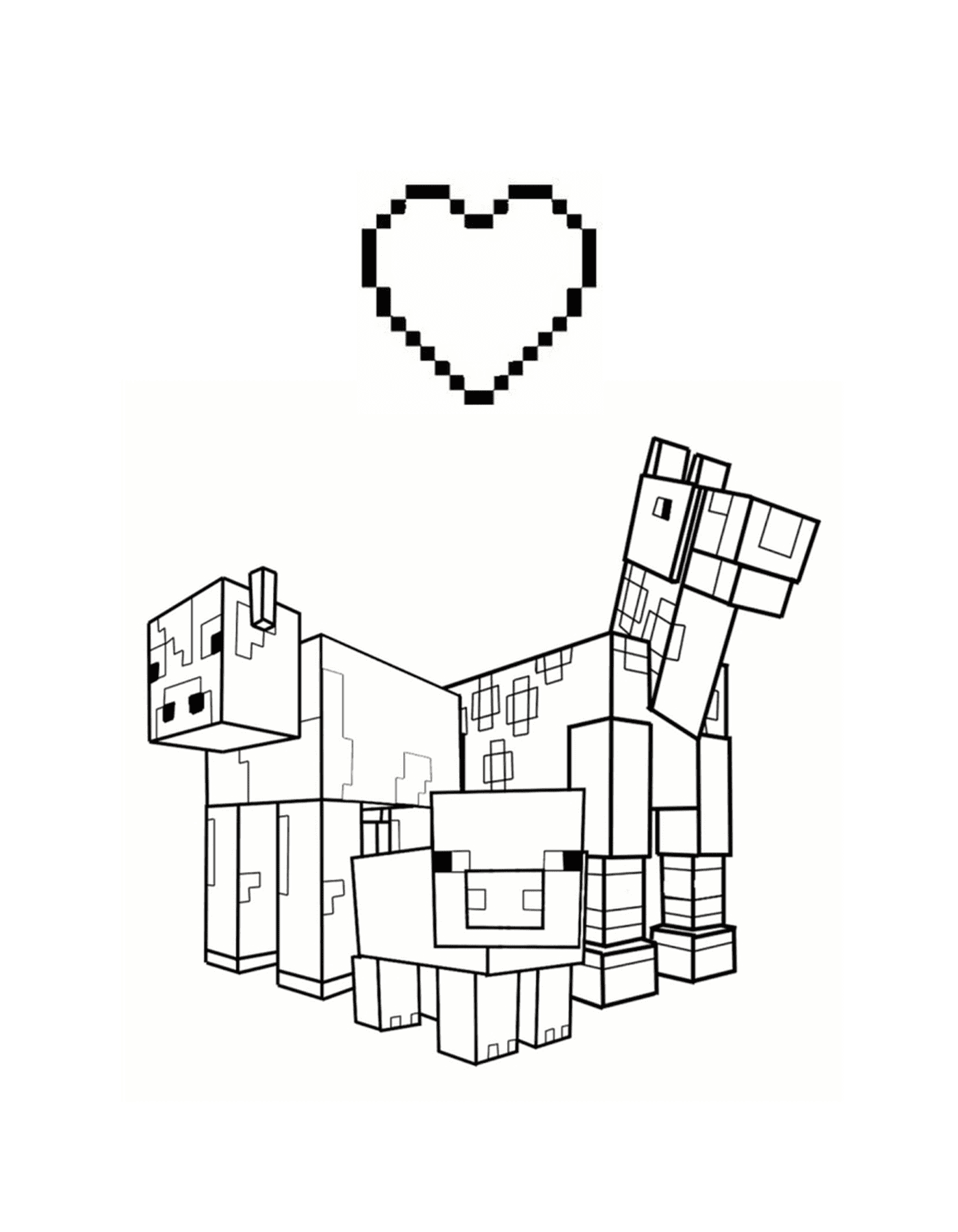 coloriage love minecraft animaux