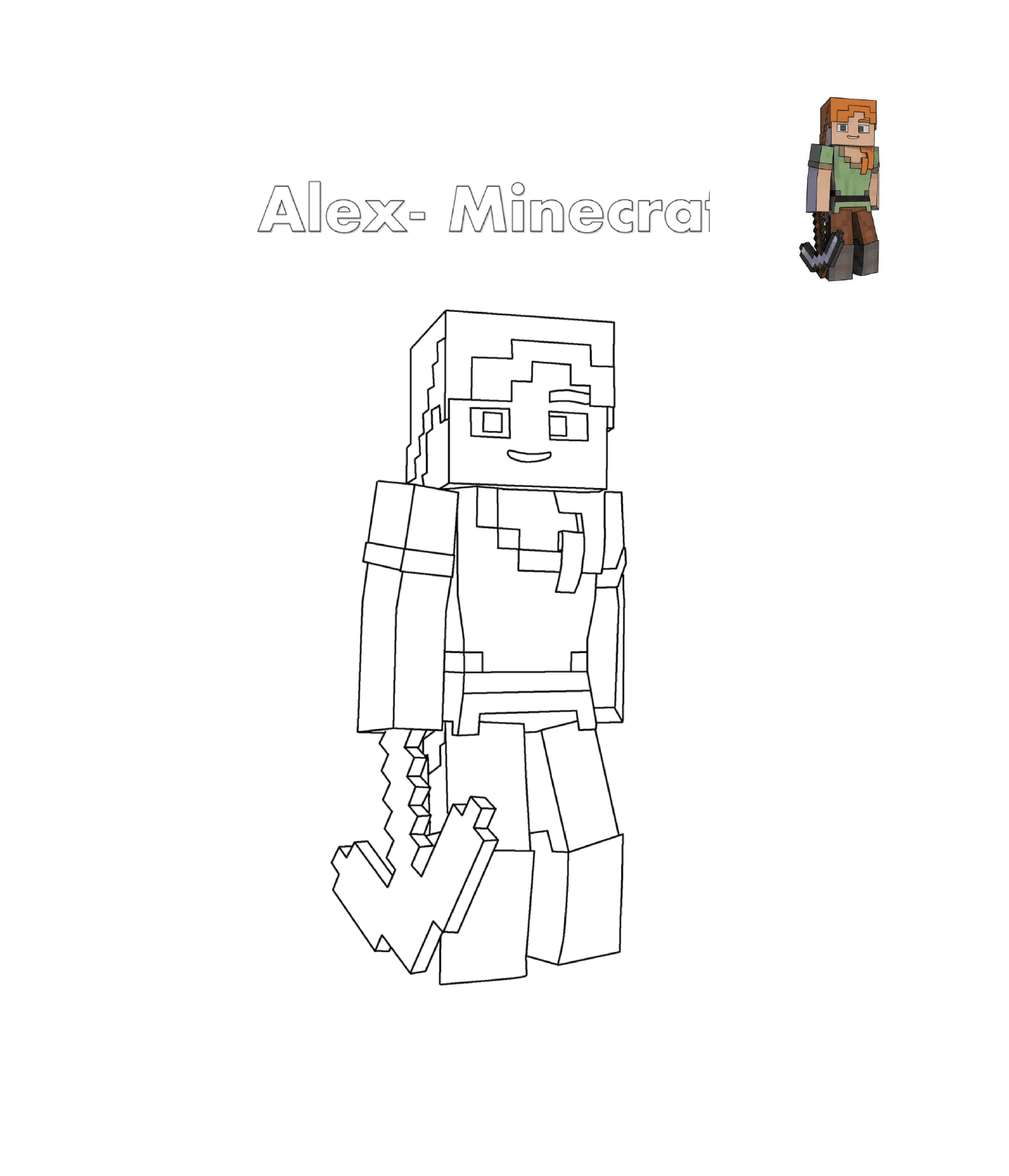 coloriage Alex de minecraft