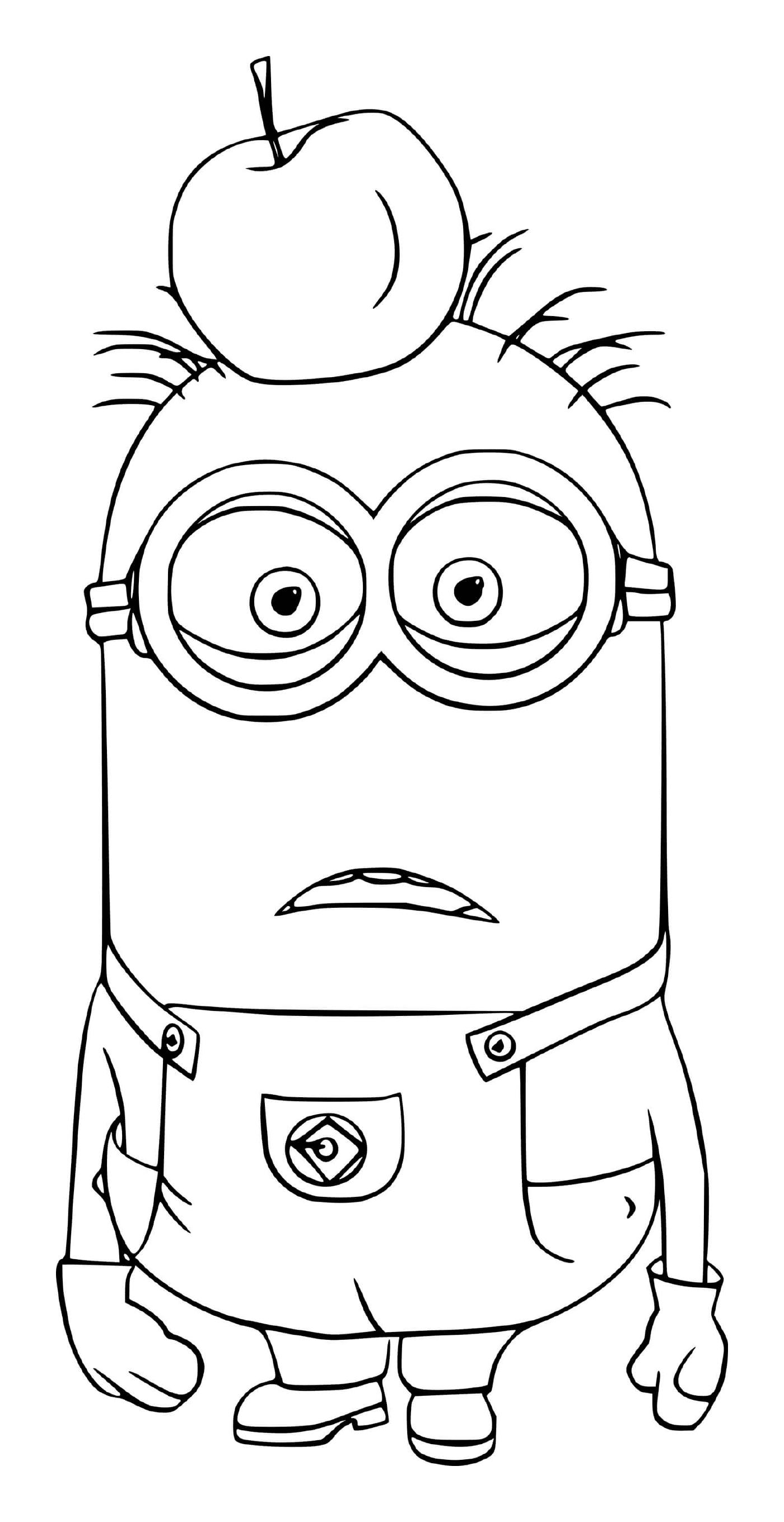 coloriage Minion with an Apple on His Head