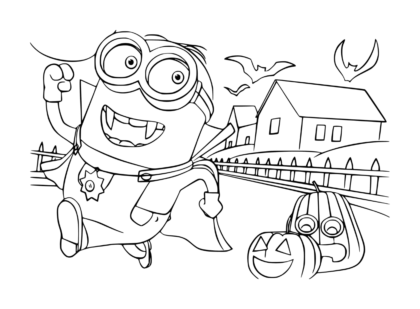 coloriage Dave Minion at Halloween