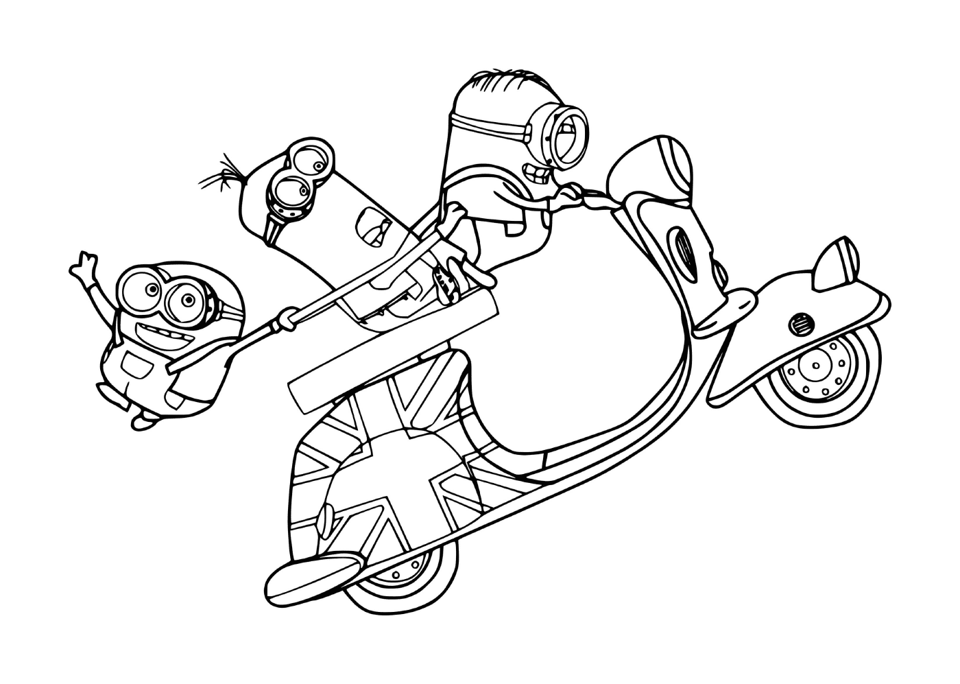 coloriage Minions on the Motorcycle