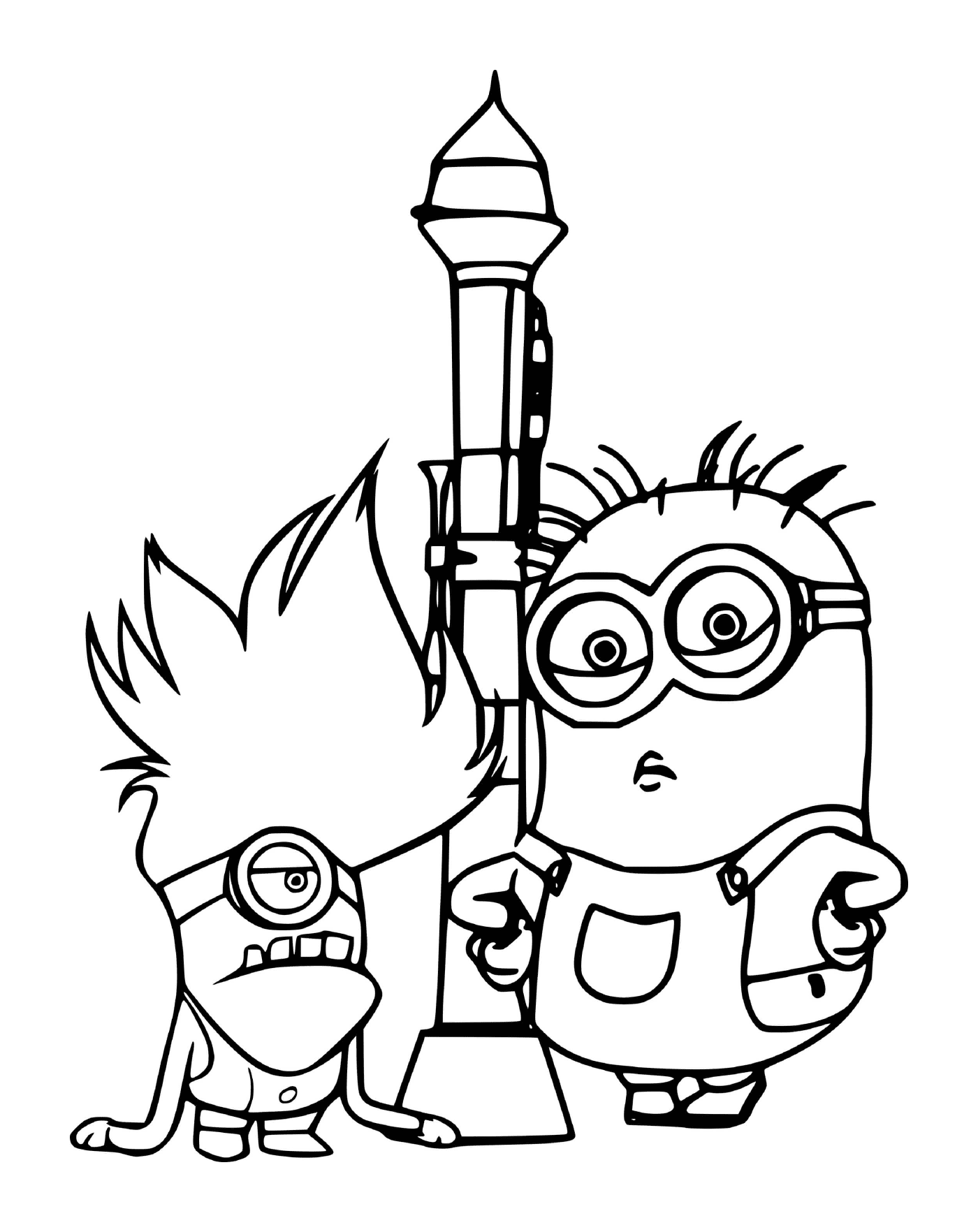 coloriage Minions and Rocket