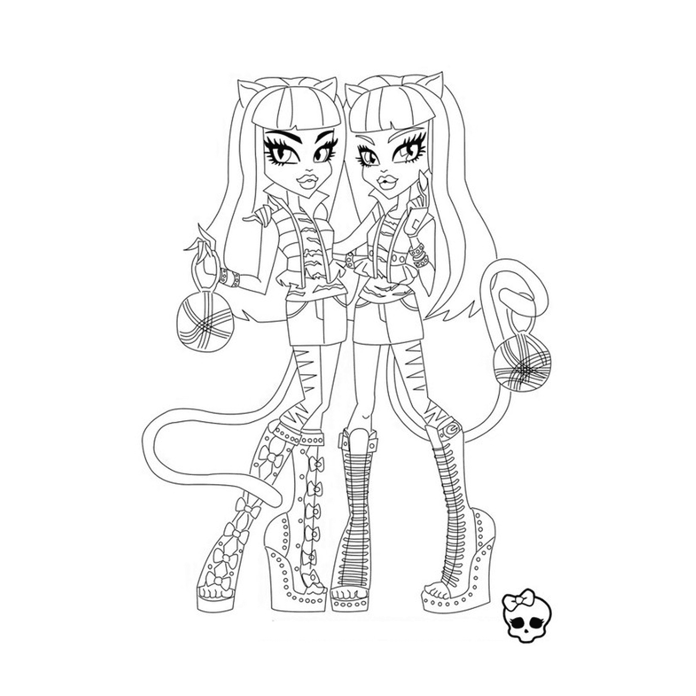 coloriage monster high meowlodie et purrsephone