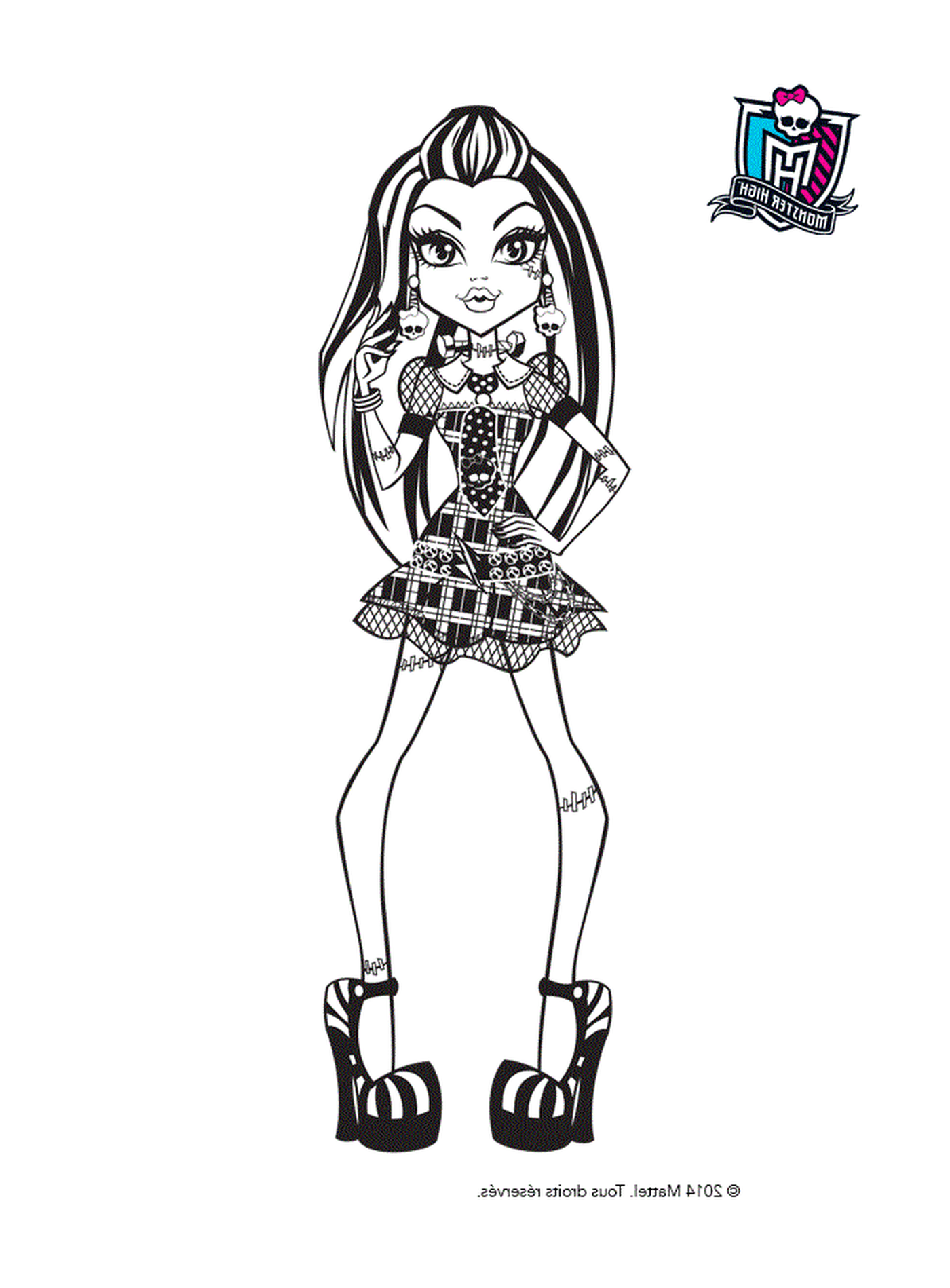 coloriage monster high frankie stein pose de face