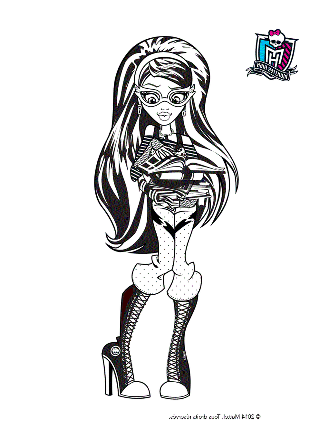 coloriage monster high ghoulia yelps pile de livres