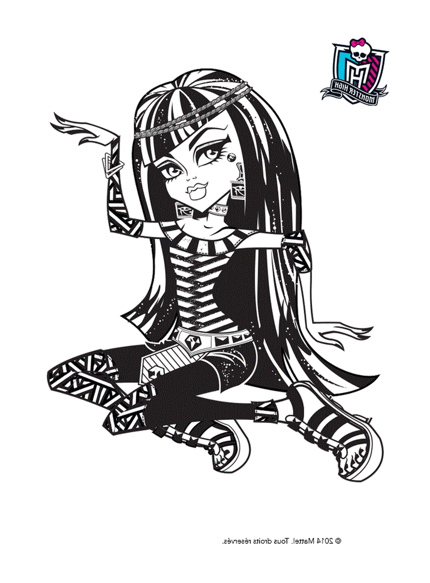 coloriage monster high cleo de nile assise pose egytienne