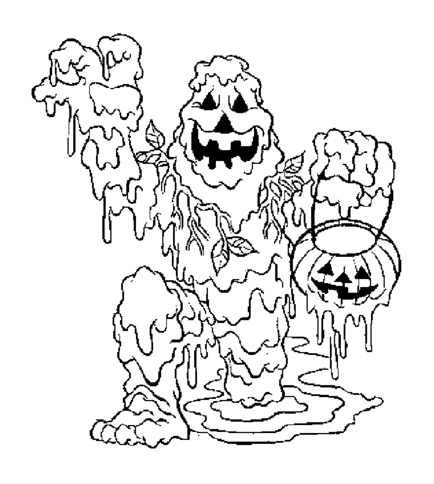 coloriage Le monstre du marais est de sorti pour Halloween
