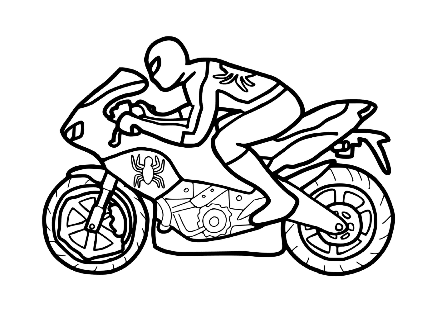 coloriage moto spiderman vitesse