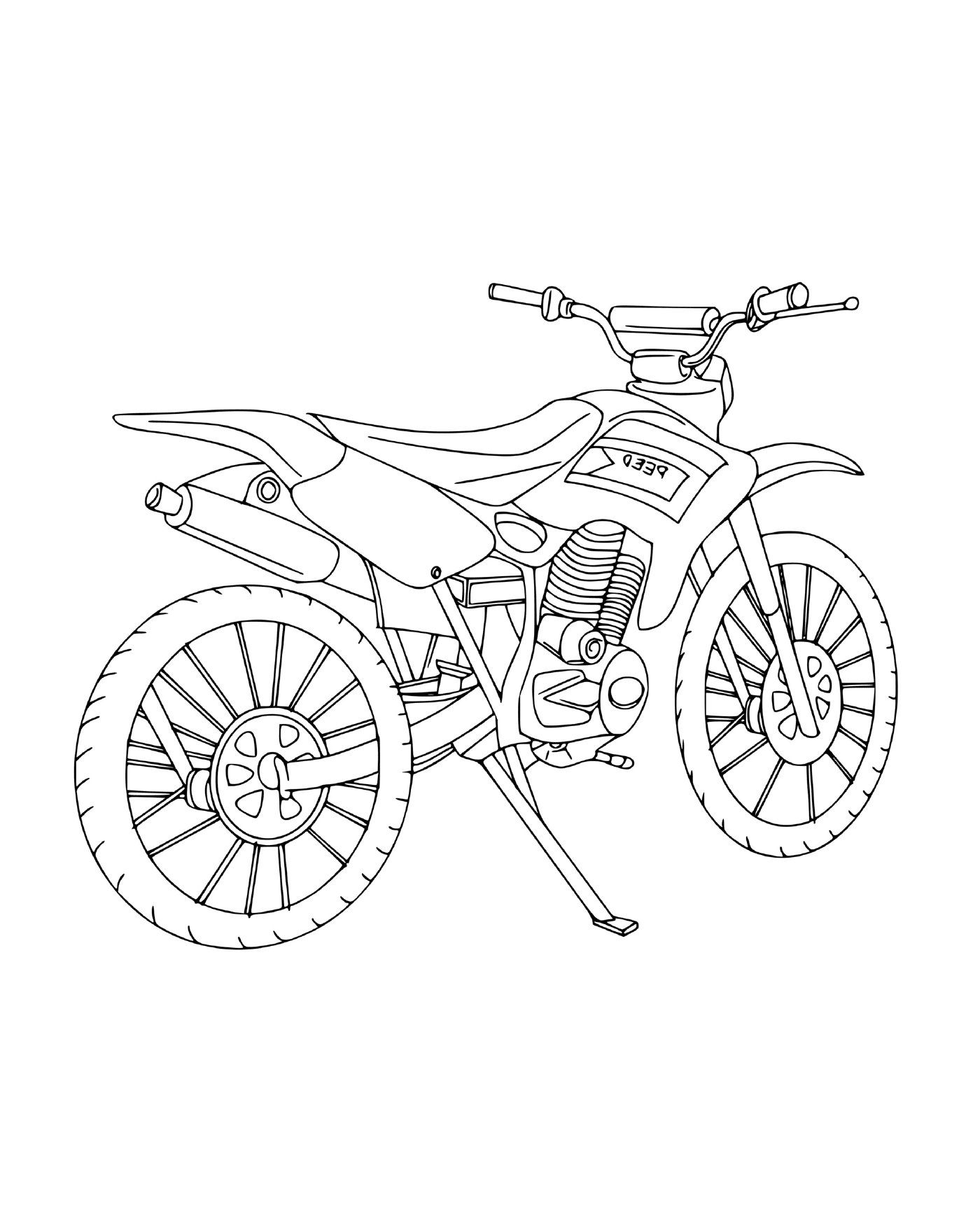 coloriage moto cross bike stationne
