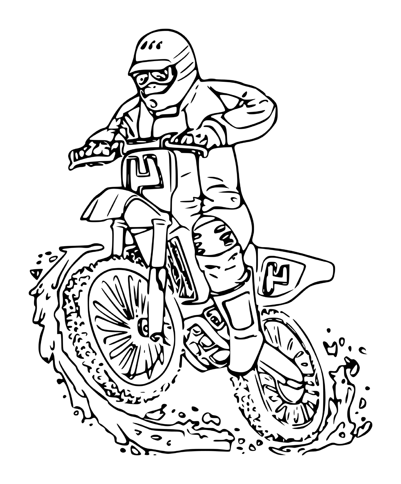 coloriage moto cross conducteur rapide