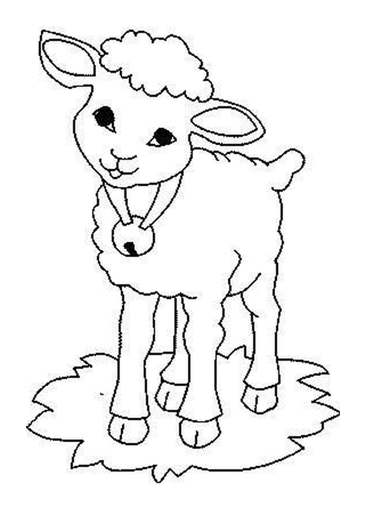 coloriage un mouton avec une cloche autour du cou