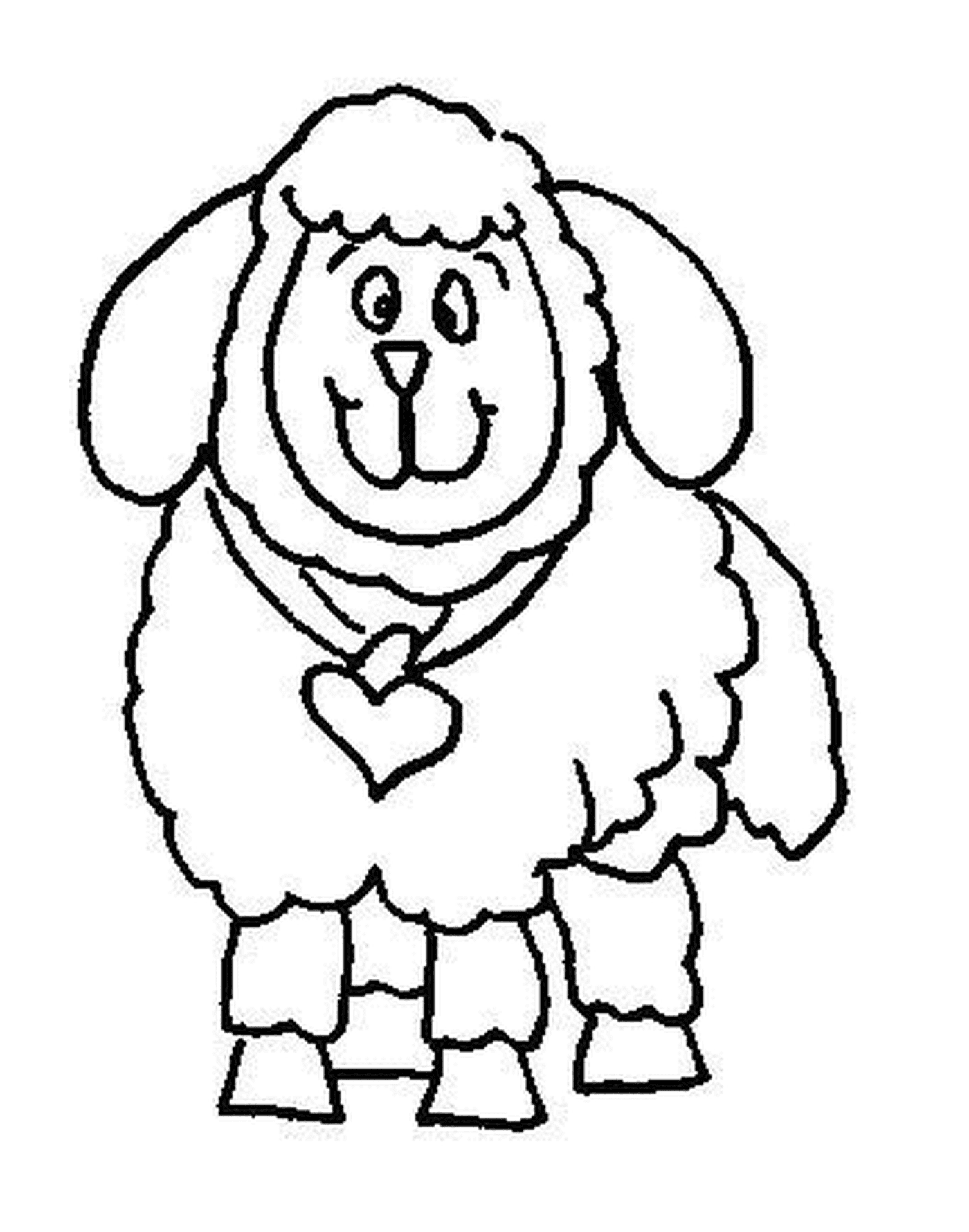 coloriage mouton avec un coeur