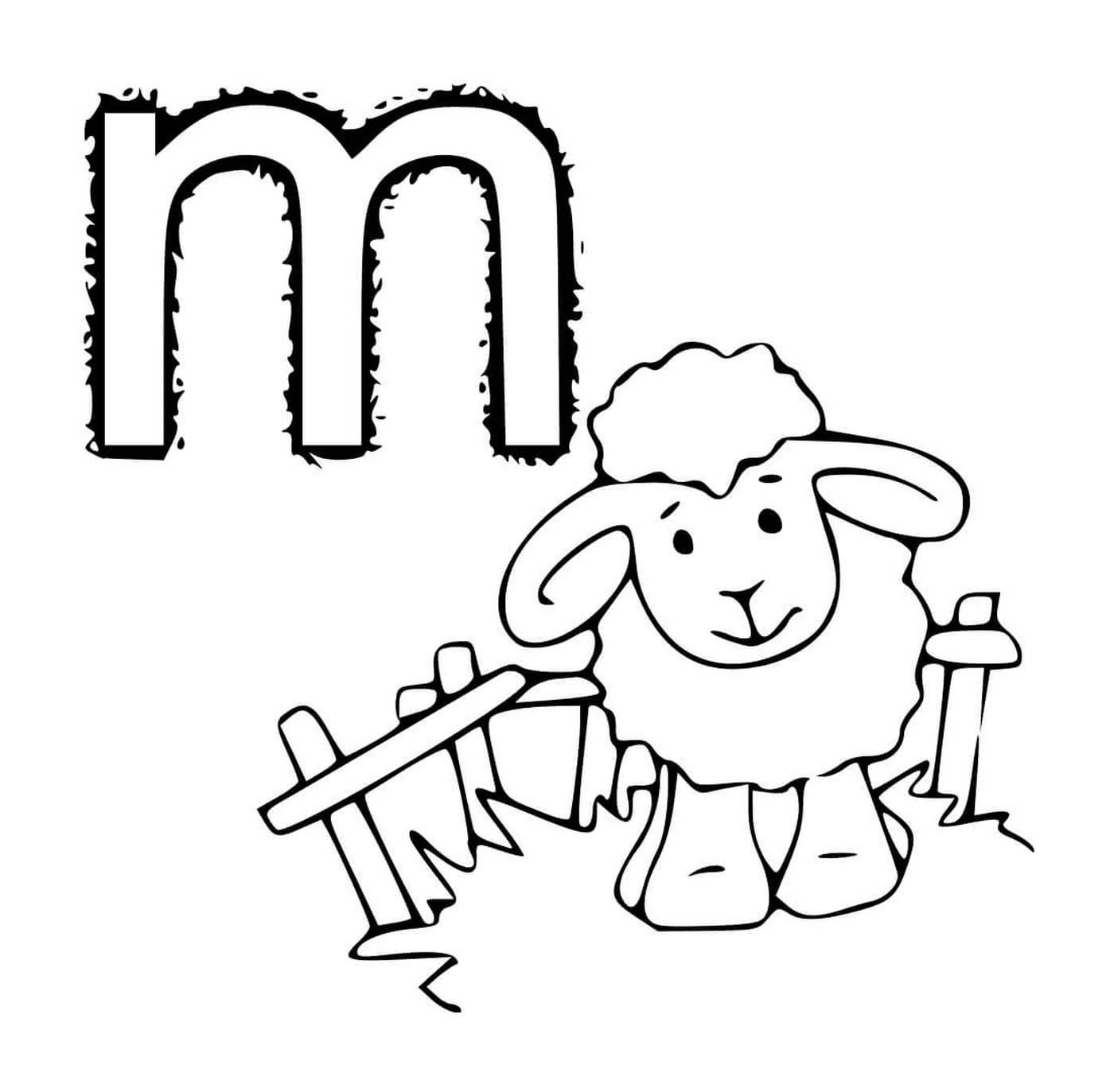 coloriage alphabet m pour mouton