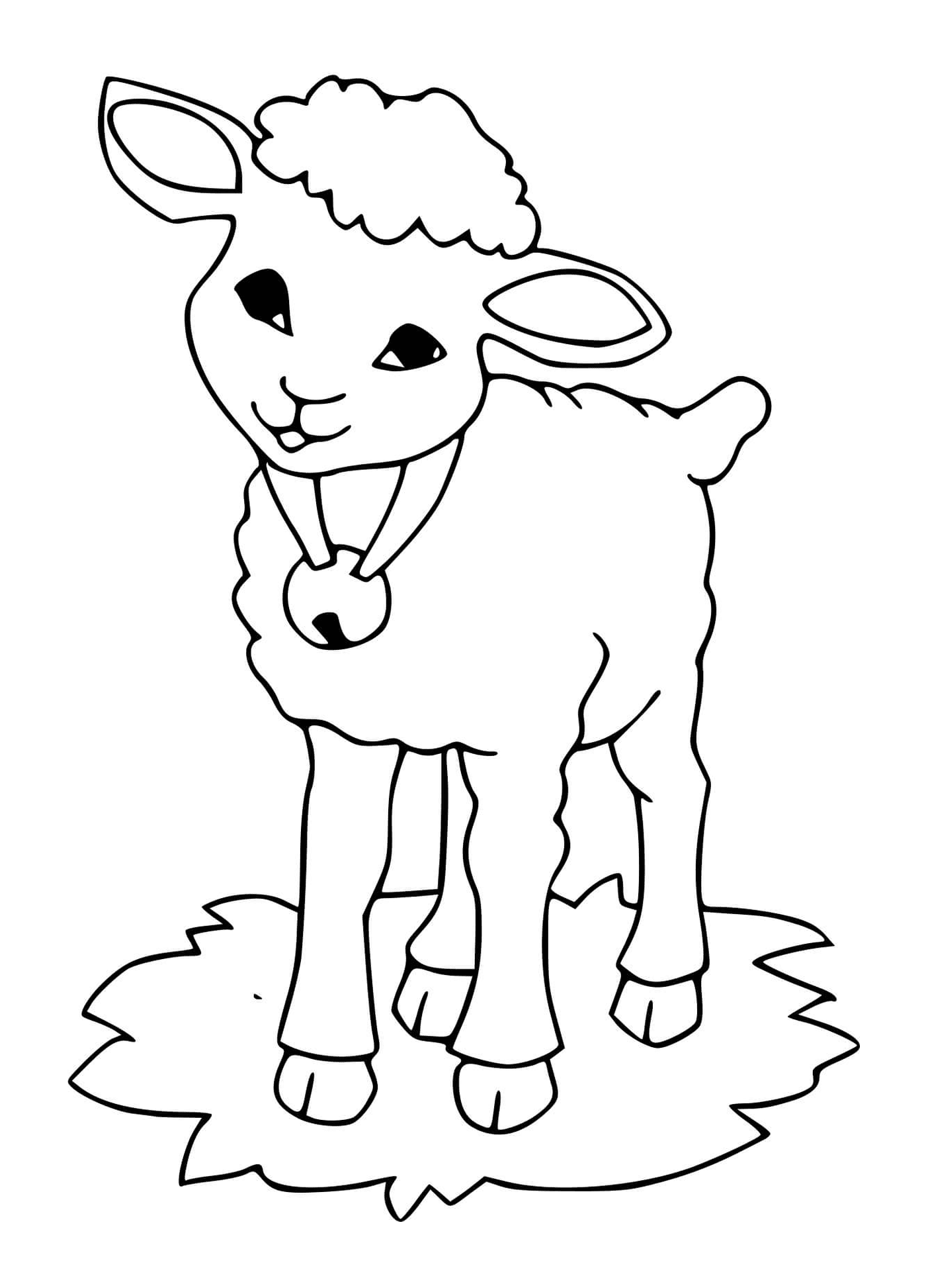 coloriage un mouton avec une cloche autour du cou