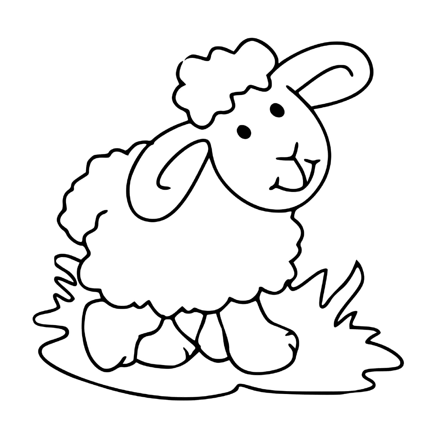 coloriage mouton avec de l herbe