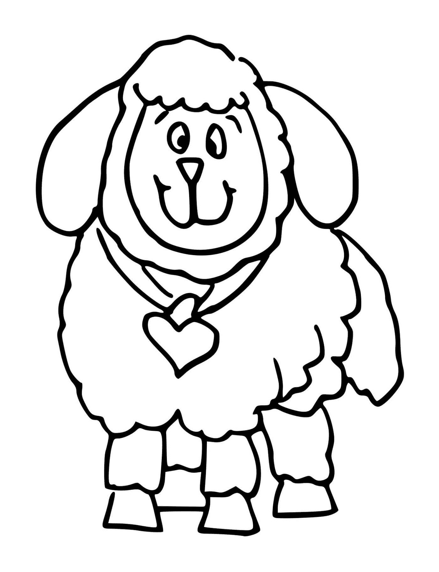 coloriage mouton avec un coeur
