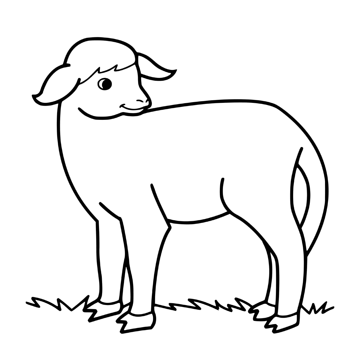 coloriage petit agneau mange de lherbe