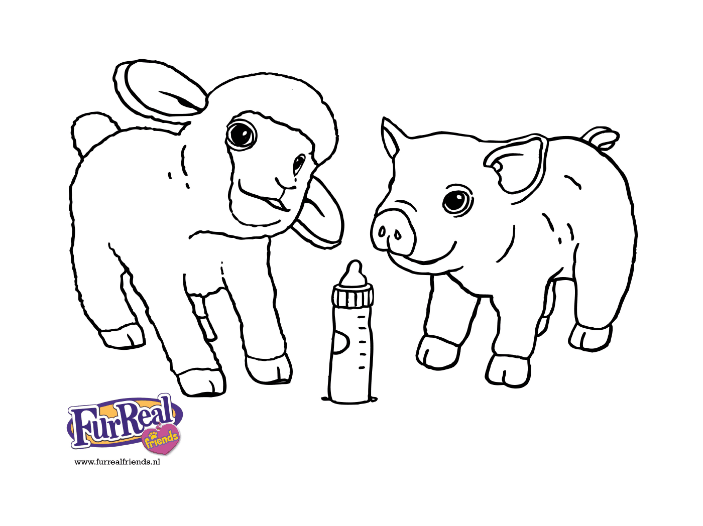 coloriage bebe mouton et bebe cochon animaux de la ferme