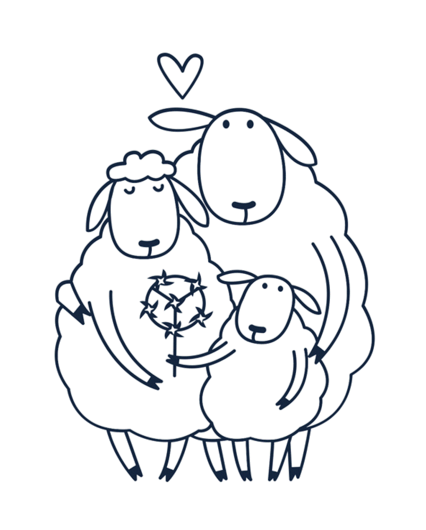 coloriage famille de moutons