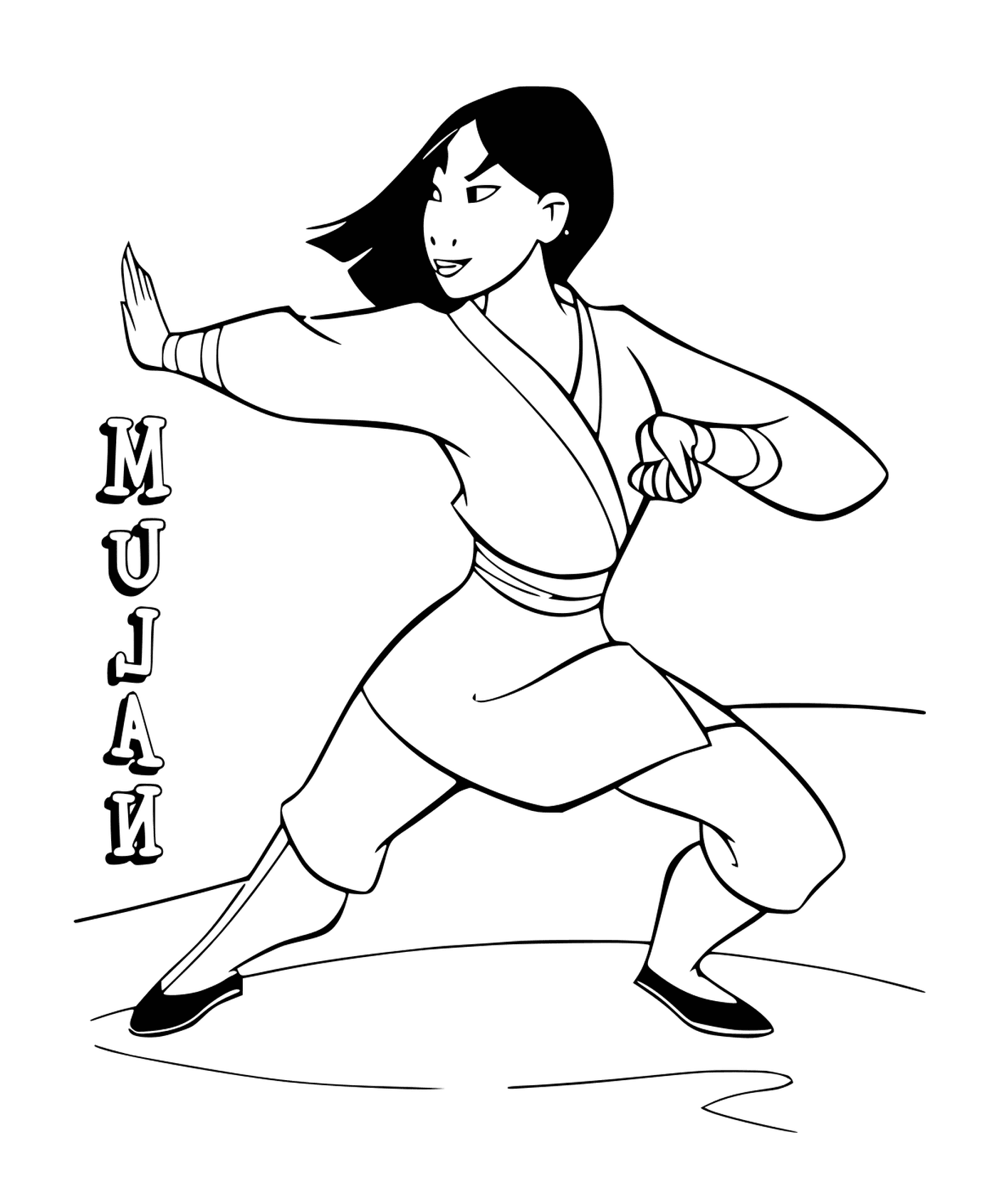 coloriage Mulan entrainement pour la guerre contre les Huns