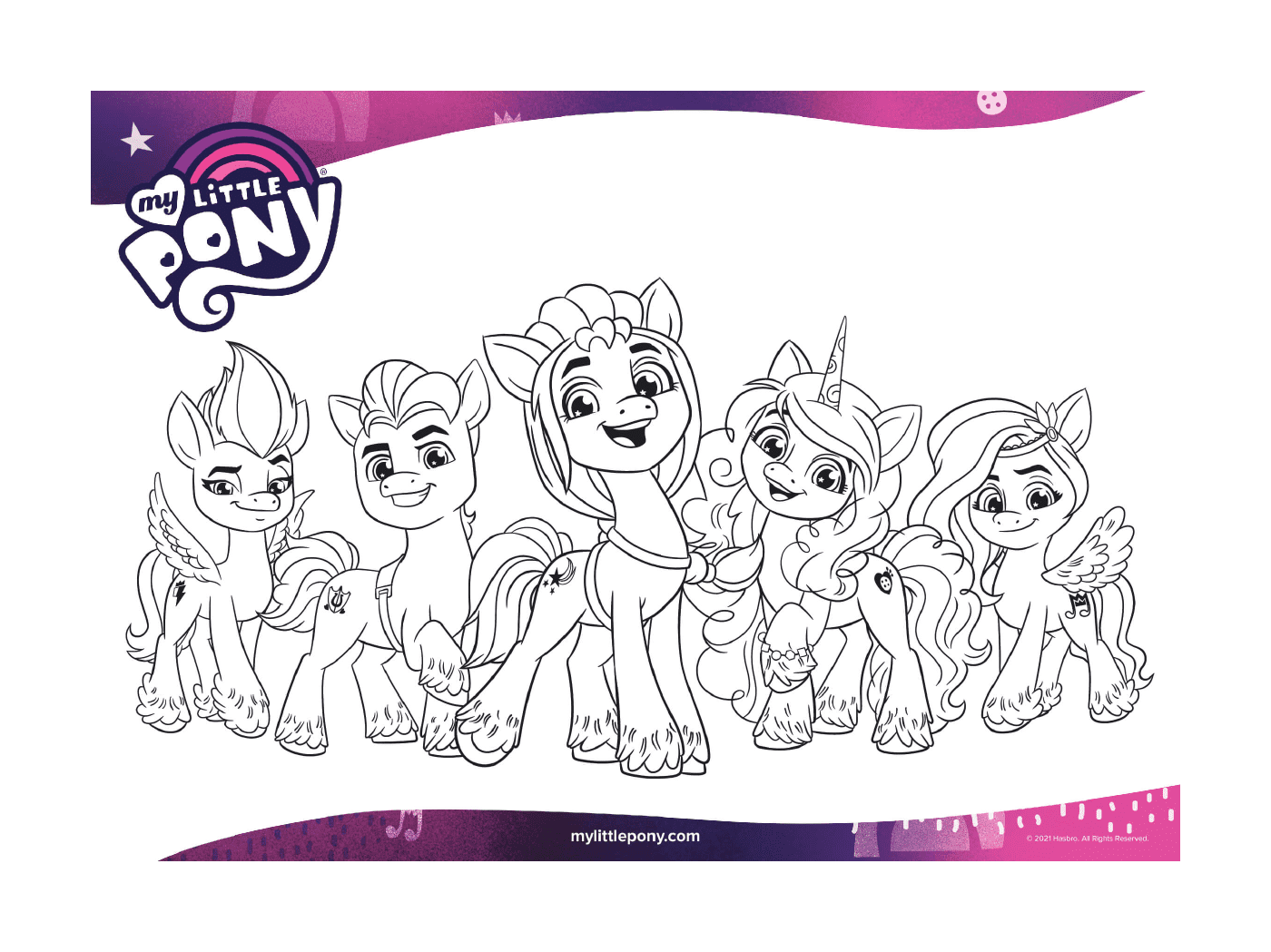 coloriage my little pony the mane 5 mlp 5