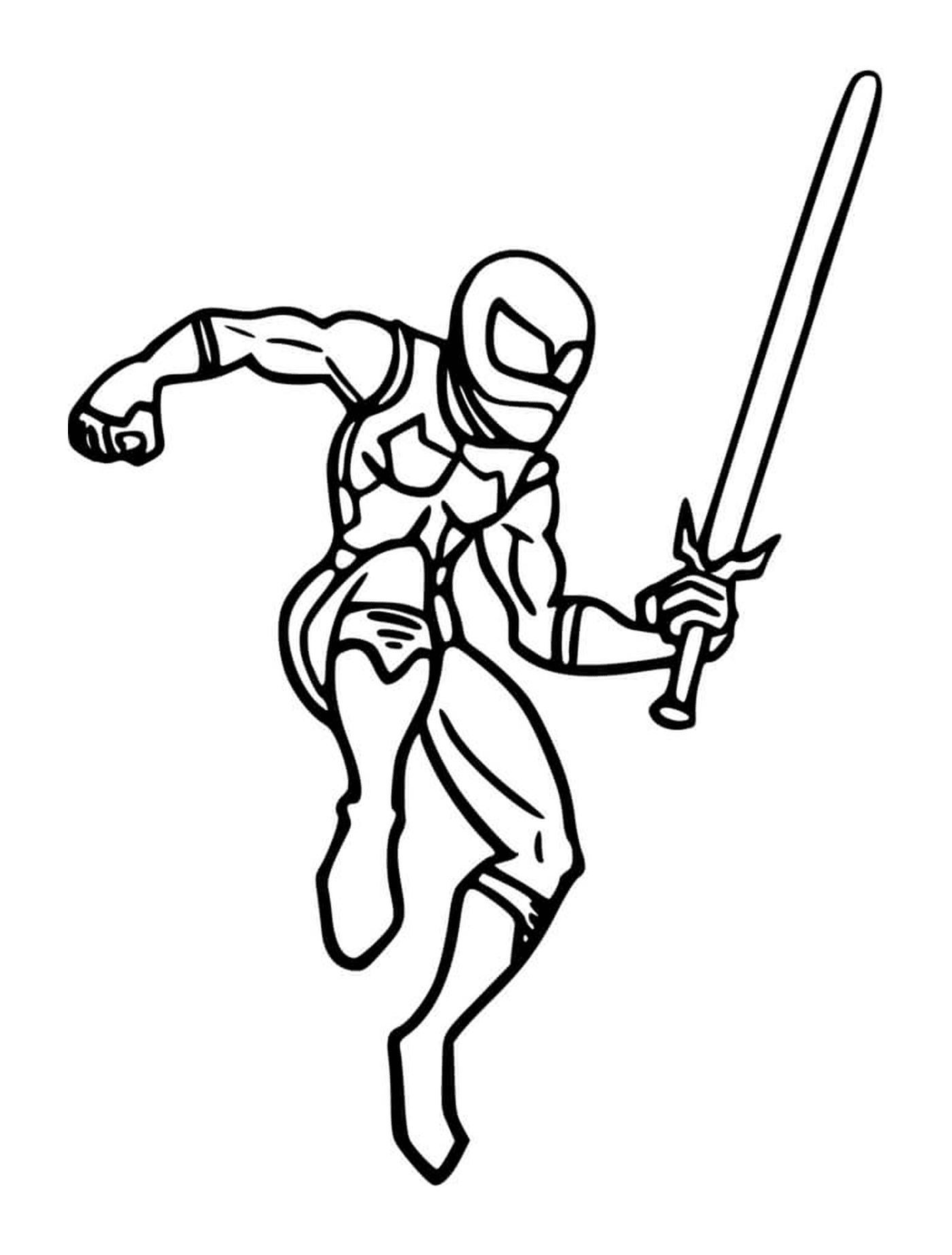 coloriage ninja avec un epee