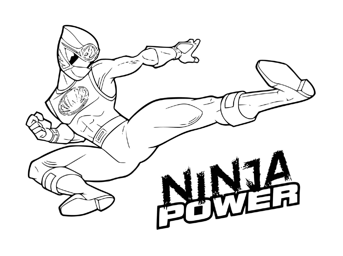 coloriage ninja power rangers en mode attaque