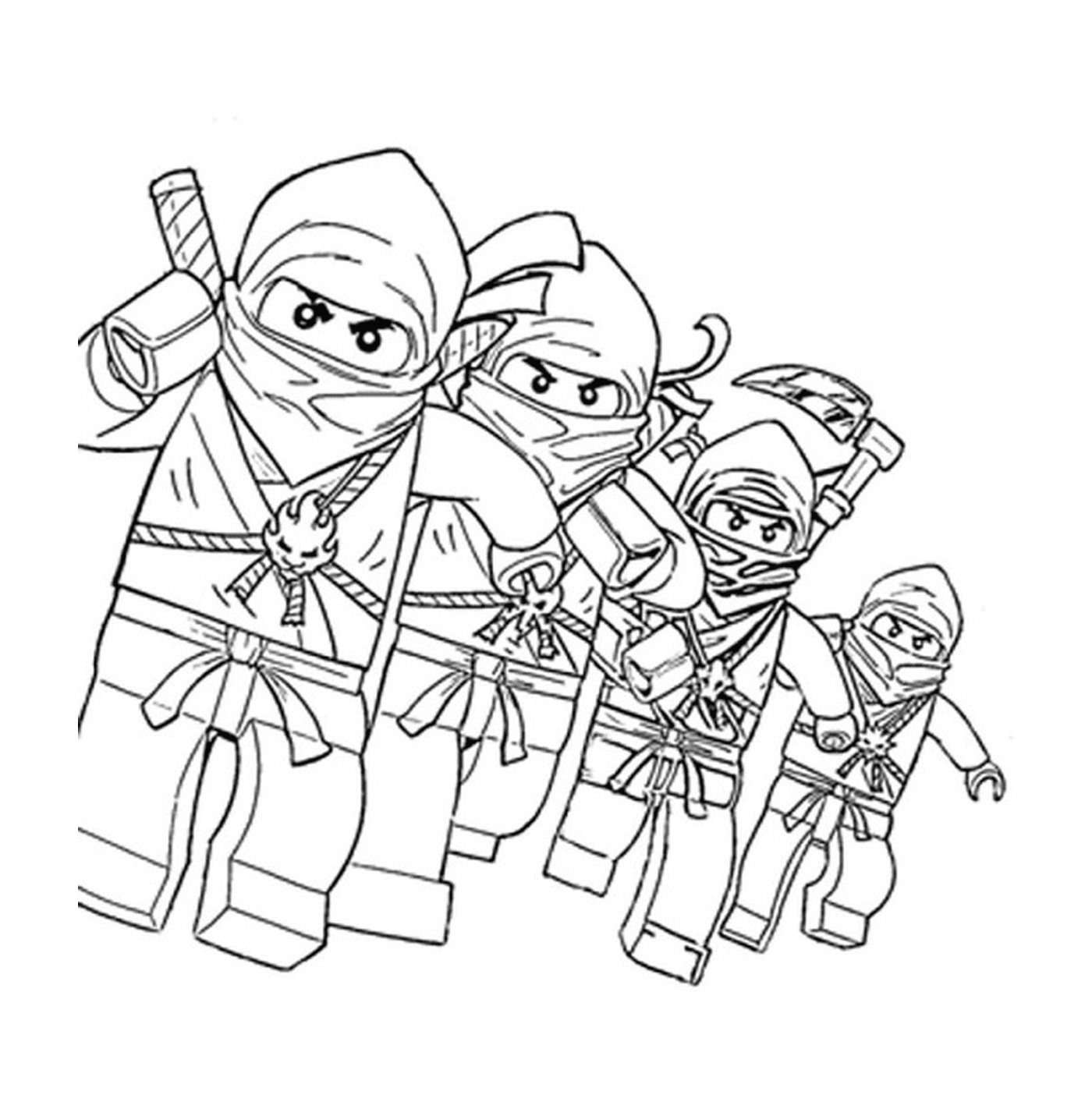 coloriage dessin ninjago 4 ninjas