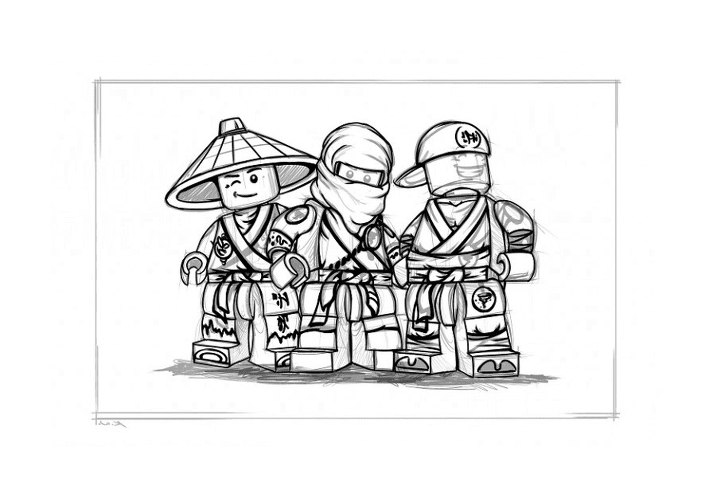 coloriage Ninjago equipe de trois portrait