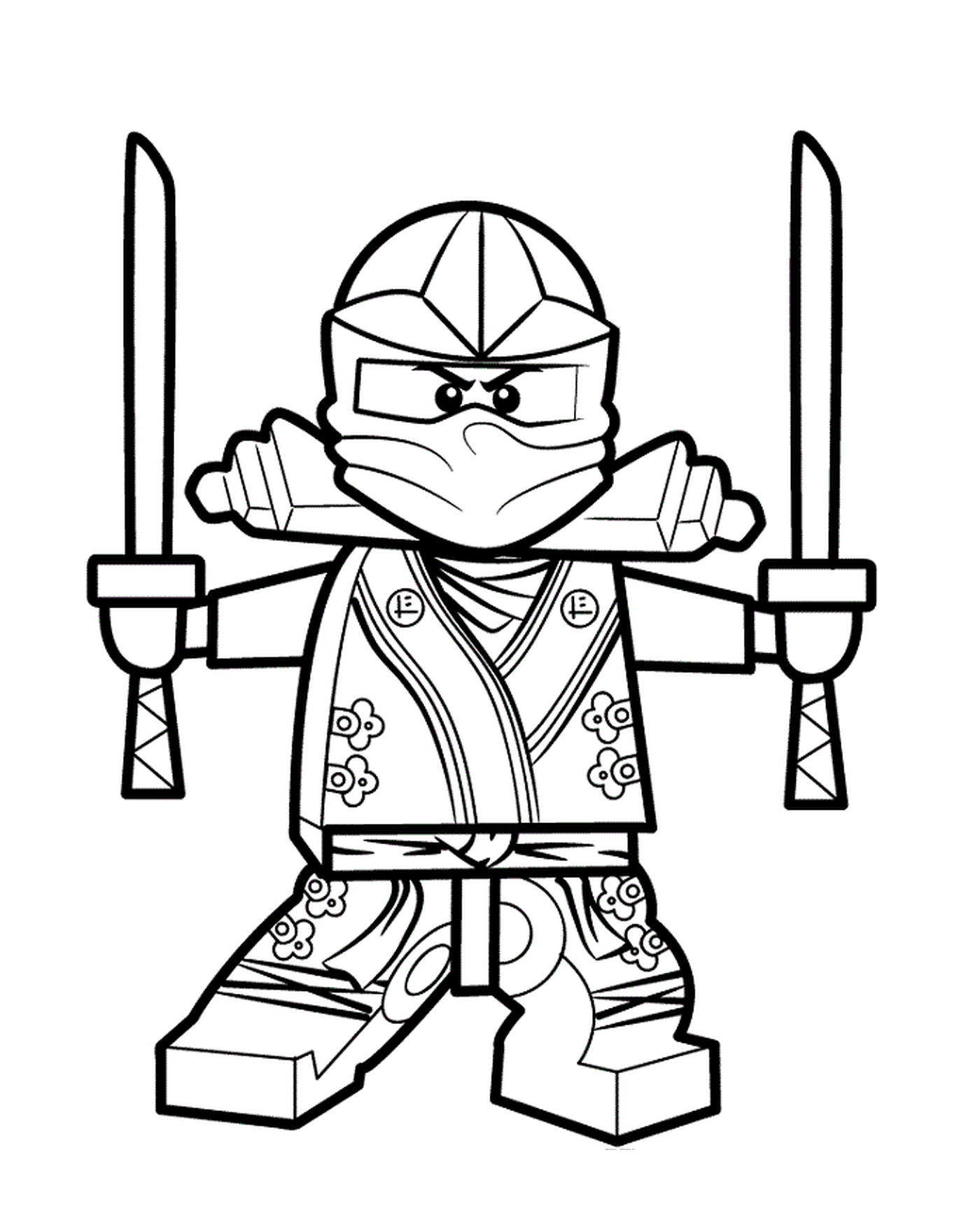 coloriage ninjago dessin cole deux epees