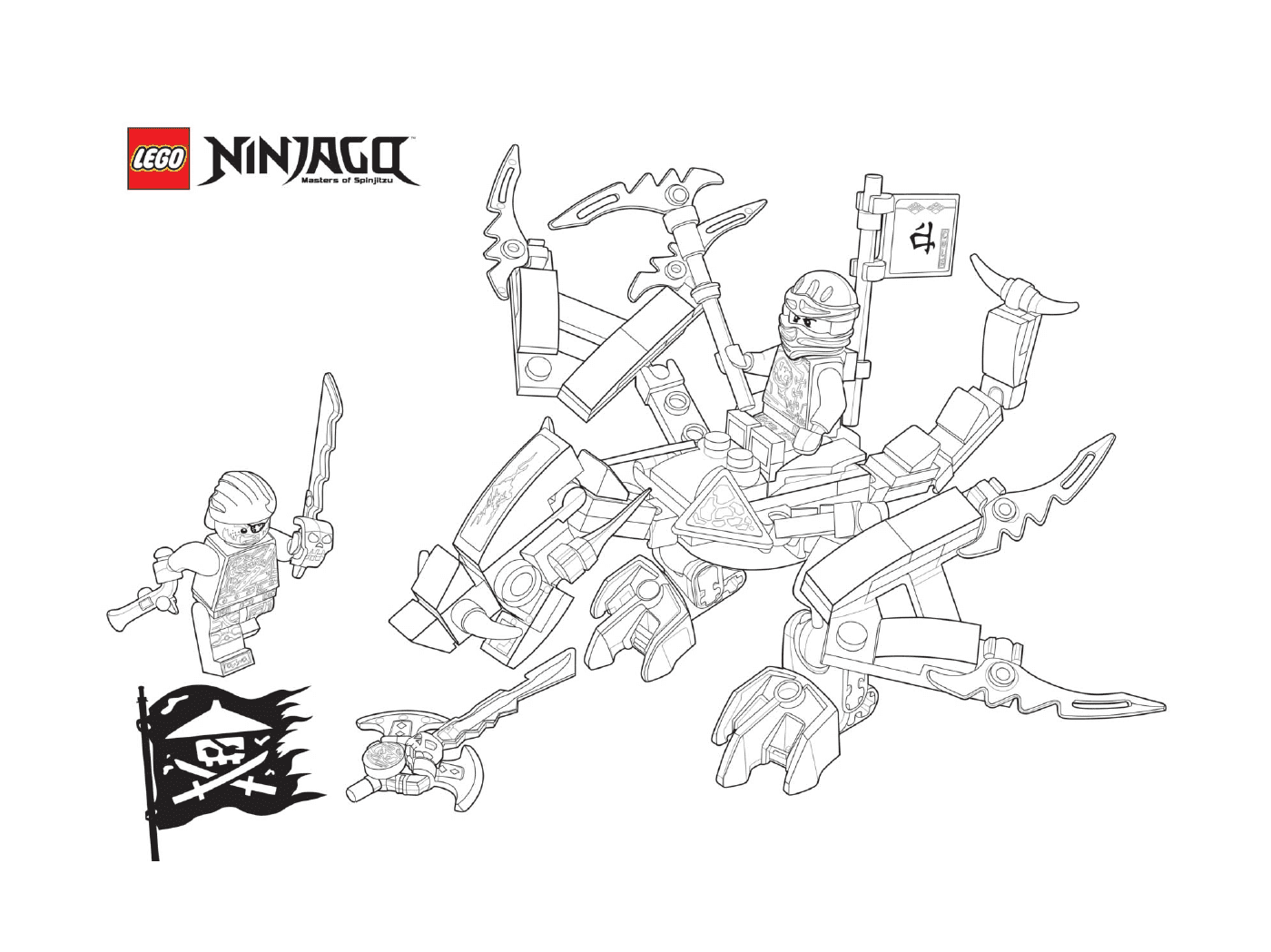 coloriage ninjago lego dragon contre bucko