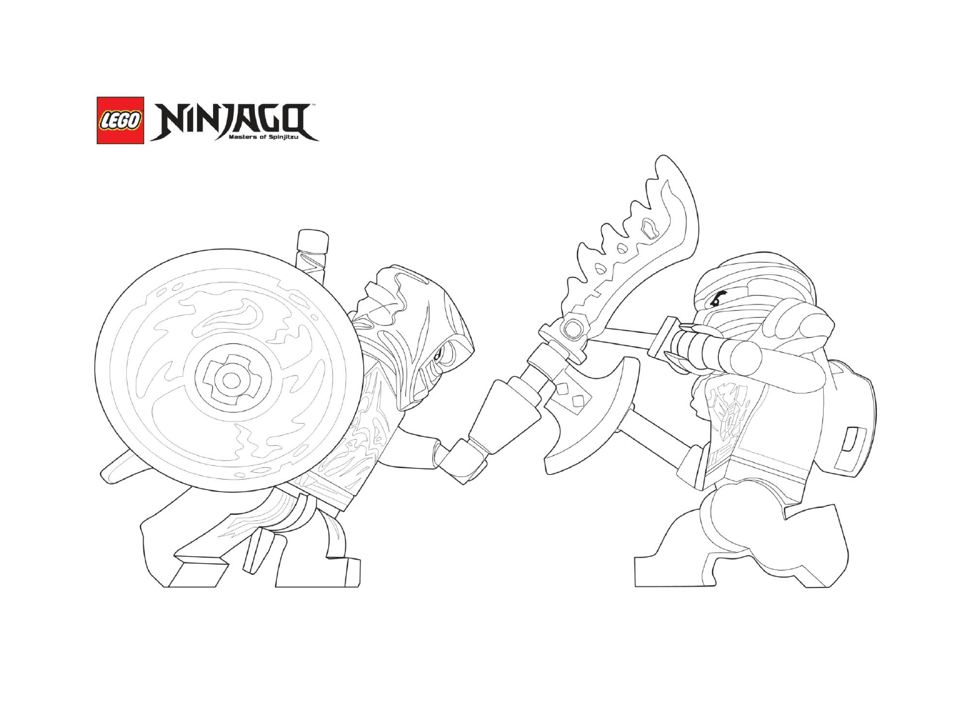coloriage deux ninjagos en mode combat